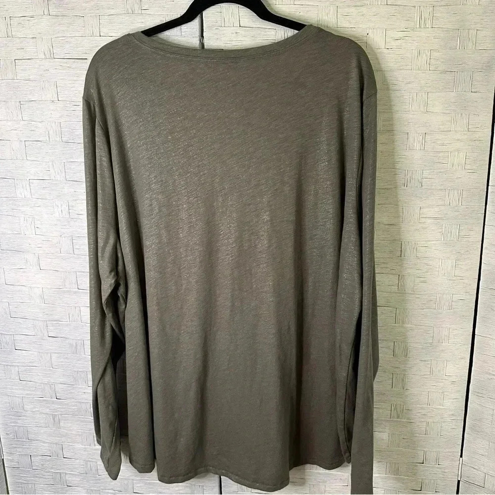 Sonoma Olive Green Sparkly casual long sleeve t-shirt, great condition plus size - Picture 3 of 6